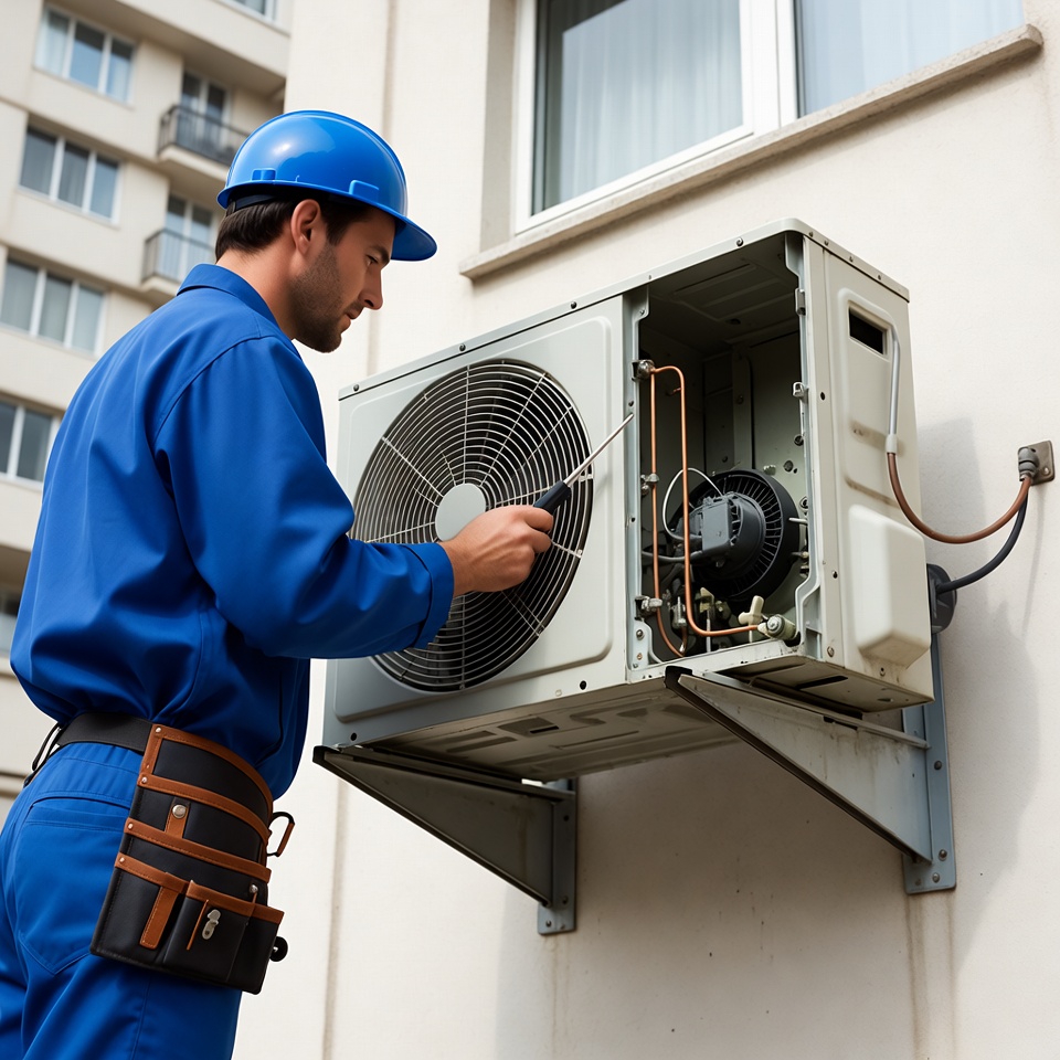 New energy efficient air conditioner installation designed to improve indoor comfort and cooling performance